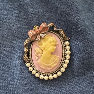 Cameo Brooch with Pink and Gold Details